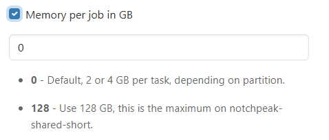 Memory per job