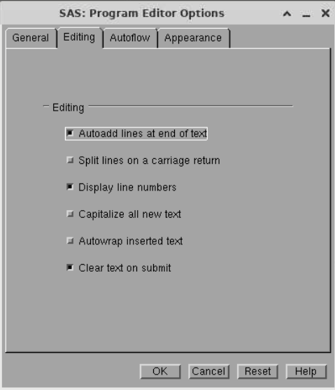 Screenshot of SAS Program Editor window