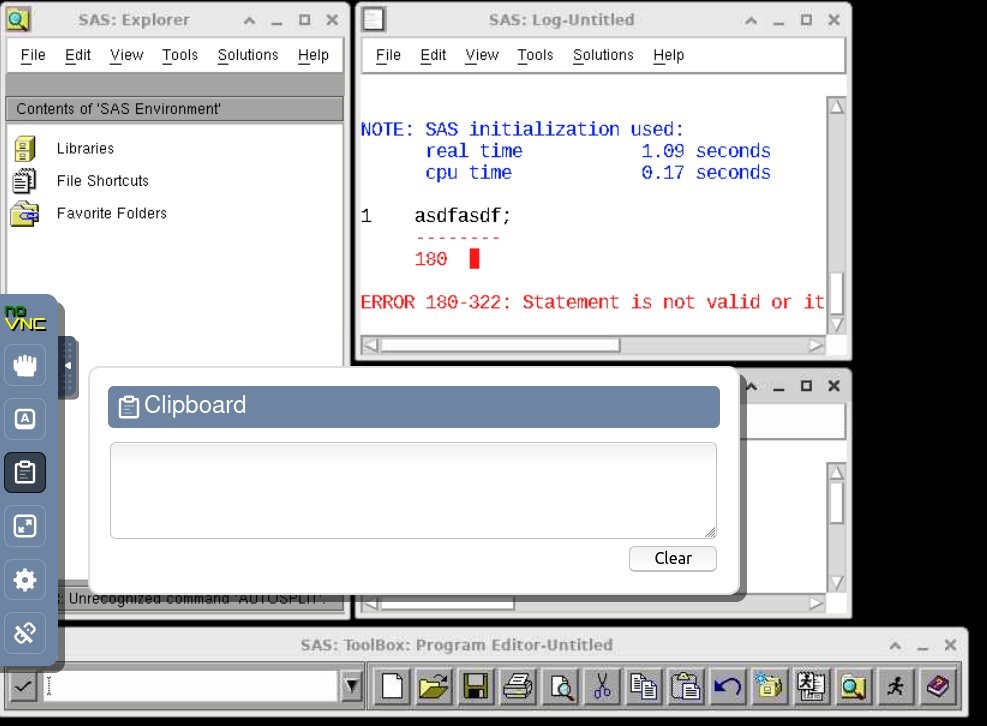 Screenshot of Open OnDemand session; the menu on the left has a textbox that can be used to share content on the clipboard